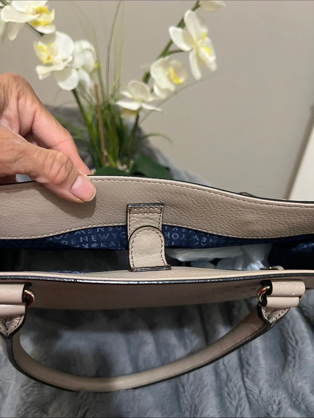 Kate Spade Perri Lane Bubbles Beige Leather Tote EUC retail $478
